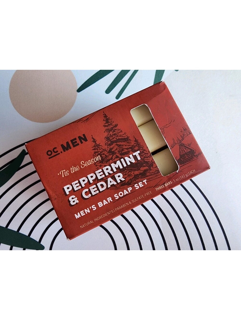 OC Men Peppermint & Cedar Men's Bar Soap Set Paraben & Sulfate Free 3 Bars